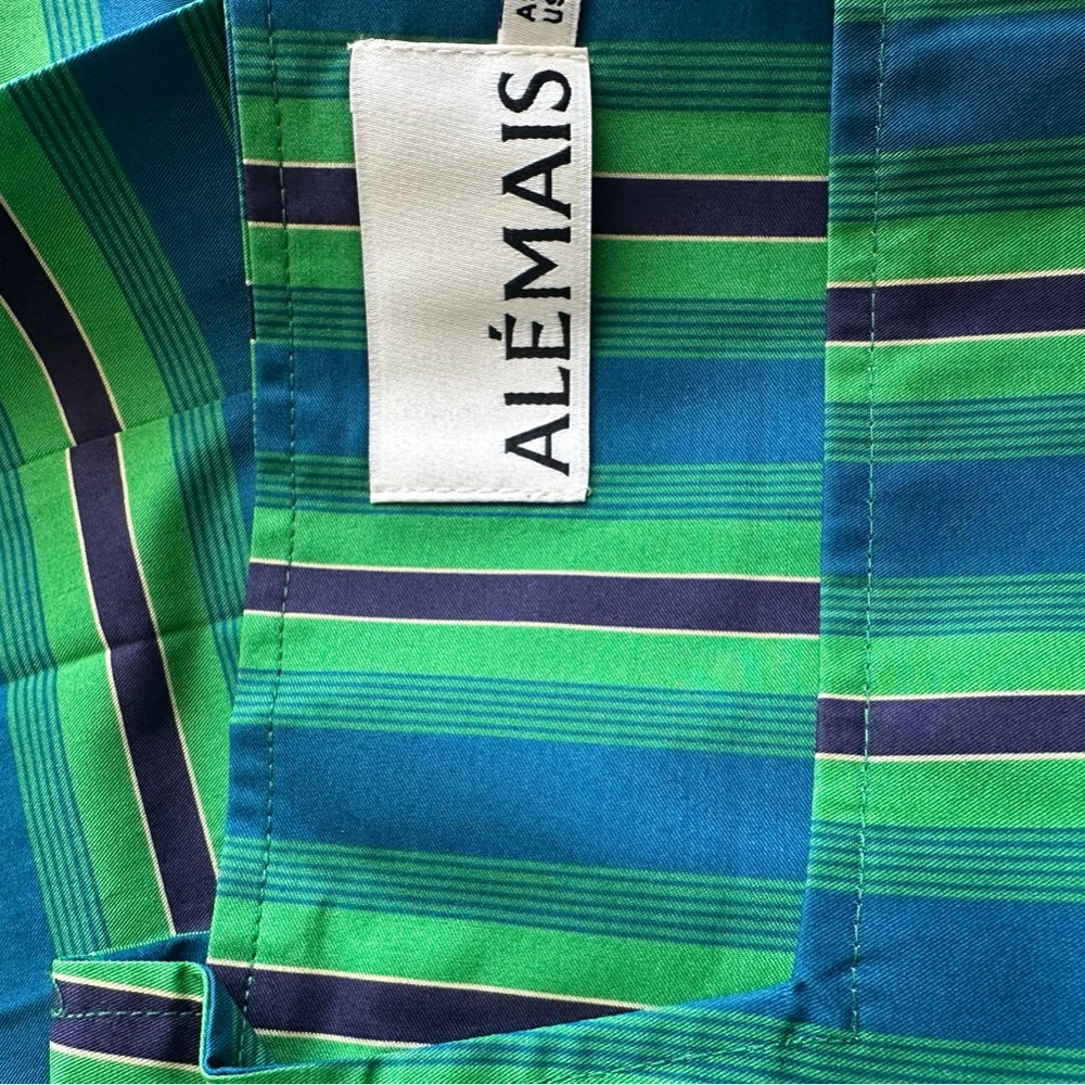 Alemais Margo Midi Green Striped Sleeveless Belted Dress - Picture 11 of 11